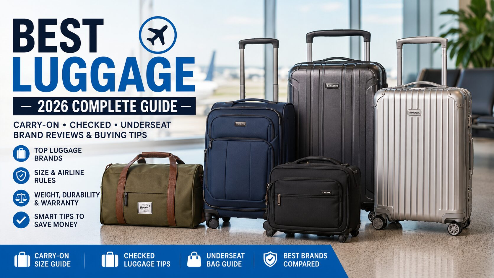 Best luggage guide with carry-on checked and underseat suitcase options