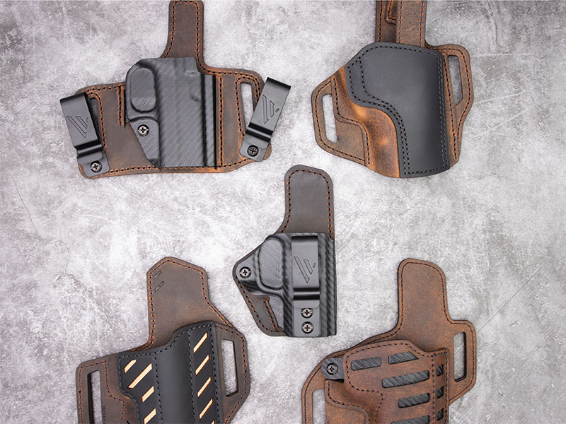 Empty knife and gun leather and carbon fiber holsters
